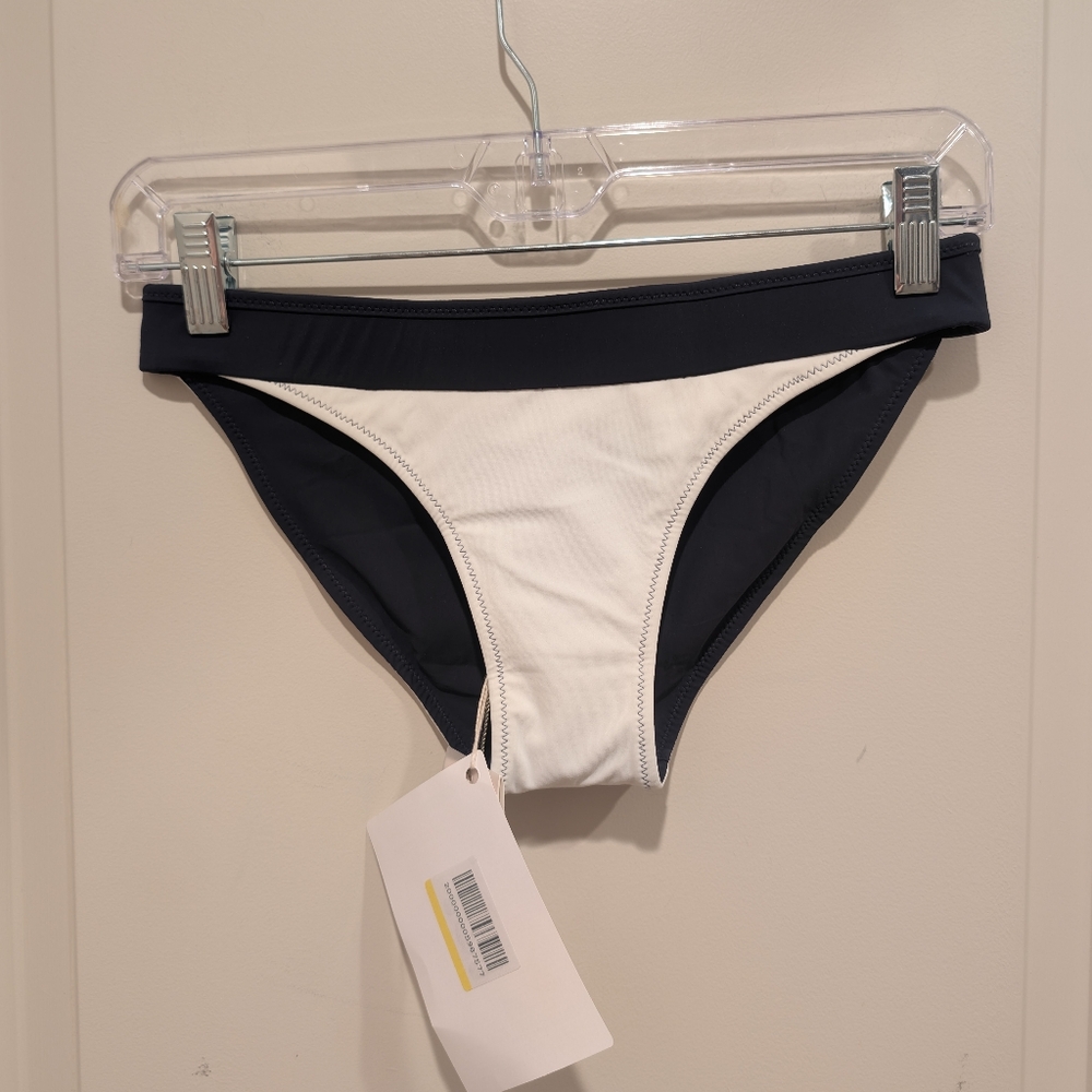Heidi Klein Navy Blue and White Reversible Bikini Bottom XS